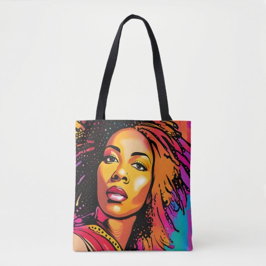 Tahlia Mooie Zwarte Vrouw Pop Art Stijl Tote Bag (Voorkant)