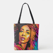 Tahlia Mooie Zwarte Vrouw Pop Art Stijl Tote Bag (Achterkant)