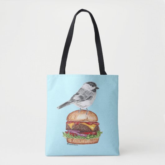 Tahoe Black Capped Chickadee Cheeseburger Bird Dk Tote Bag (Voorkant)