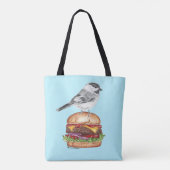 Tahoe Black Capped Chickadee Cheeseburger Bird Dk Tote Bag (Achterkant)