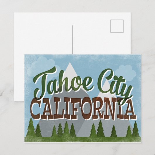 Tahoe City California Fun Retro Snowy Mountains Briefkaart (Voorkant / Achterkant)