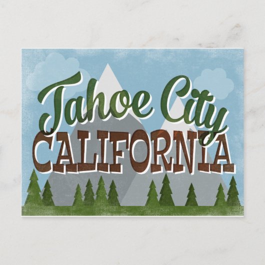 Tahoe City California Fun Retro Snowy Mountains Briefkaart (Voorkant)