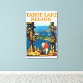 Tahoe Lake Region Vintage Reizen Poster Kunstwerk Canvas Afdruk (Insitu (Houten vloer))