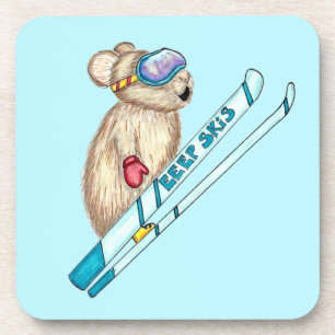 Tahoe Pika Skier Illustratie Bier Onderzetter