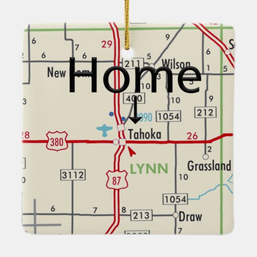 Tahoka TX Map Keramisch Ornament (Achterkant)