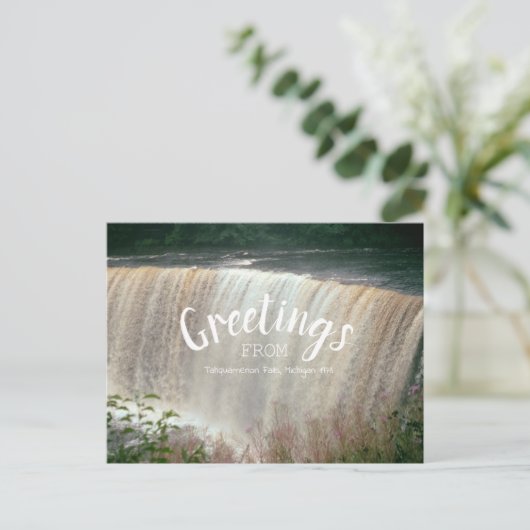 Tahquamenon Herfsten Greetings Michigan Waterfall Briefkaart (Staand voorkant)