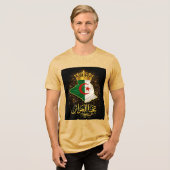 Tahya El Djazair Crown – Golden Long Live Algeria Tri-Blend Shirt (Voorkant volledig)