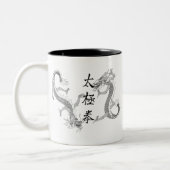 Tai Chi Chuan en twee Dragons Tweekleurige Koffiemok (Links)