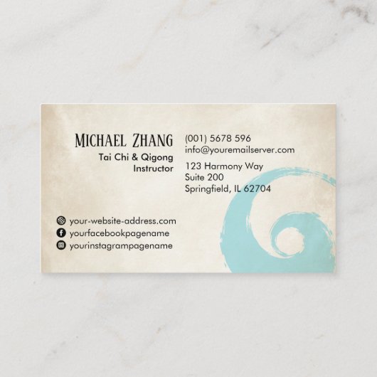 Tai Chi en Qigong - Bamboe Visitekaartje (Achterkant)