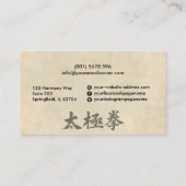 Tai Chi en Qigong instructeur Visitekaartje (Achterkant)
