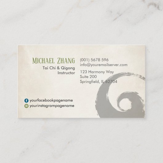 Tai Chi en Qigong - Pakua / Bagua Visitekaartje (Achterkant)