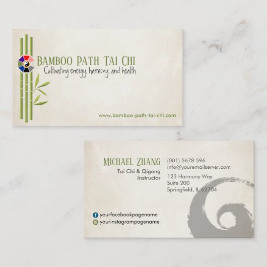 Tai Chi en Qigong - Pakua / Bagua Visitekaartje (Voorkant / Achterkant)