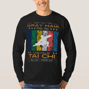 Tai Chi Fan T-shirt - Grijs Haar, Zen Meester Bewe