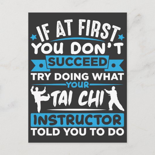 Tai Chi Fighter Silhouette Martial Arts Quote Briefkaart (Voorkant)