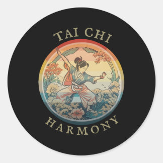 Tai Chi historische tekening harmonie flow Ronde Sticker