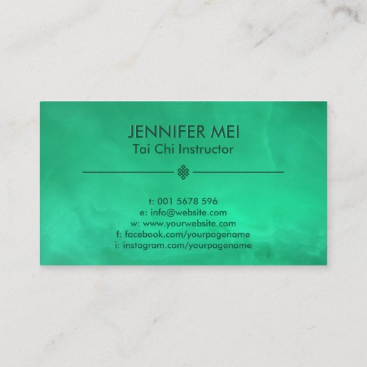 Tai Chi Jade Green Bagua / Pakua Visitekaartje (Achterkant)
