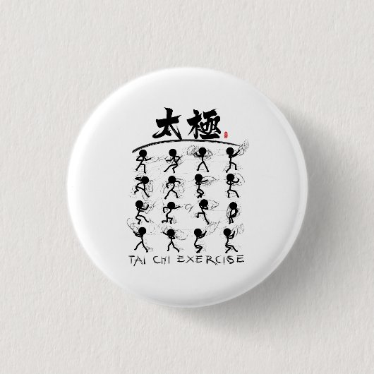 Tai Chi kung fu(功夫) Ronde Button 3,2 Cm (Voorkant)