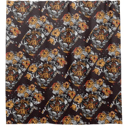 Tai Chi Qigong Tiger Iconic Insight PaintingDesign Douchegordijn (Voorkant)