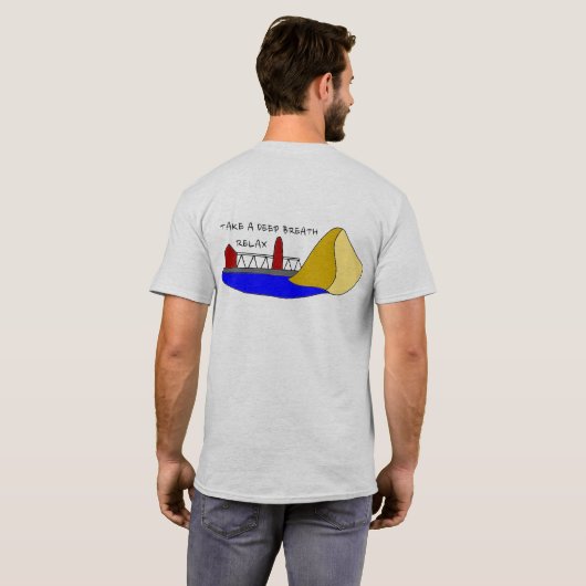 Tai Chi T-Shirt met een vuurtoren en een zandduin (Achterkant volledig)