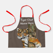 Tai Chi Tiger Chef (naam hier) Kinder Artsy Brown Schort (Voorkant)