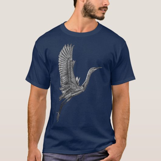 Tai Chi White Flying Crane Qi Gong Illustration T-shirt (Voorkant)