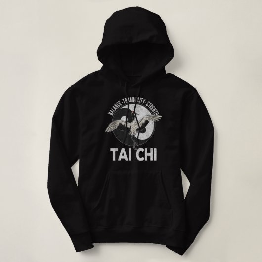 Tai Chi Yin Yang Crane Chinese Martial Arts Retro Hoodie (Design voorkant)