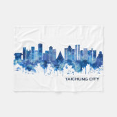 Taichung City Taiwan Skyline Blue Fleece Deken (Voorkant (Horizontaal))