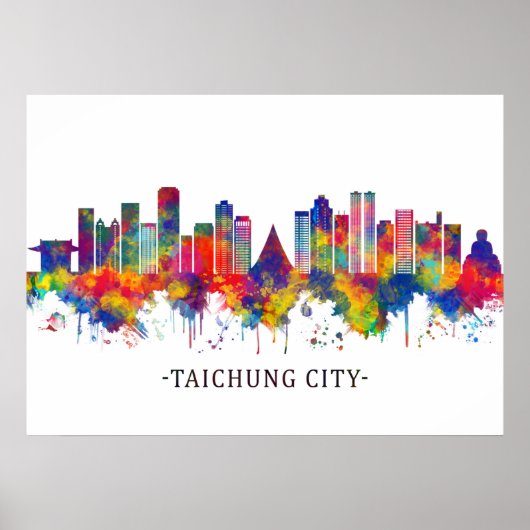 Taichung City Taiwan Skyline Poster (Voorkant)