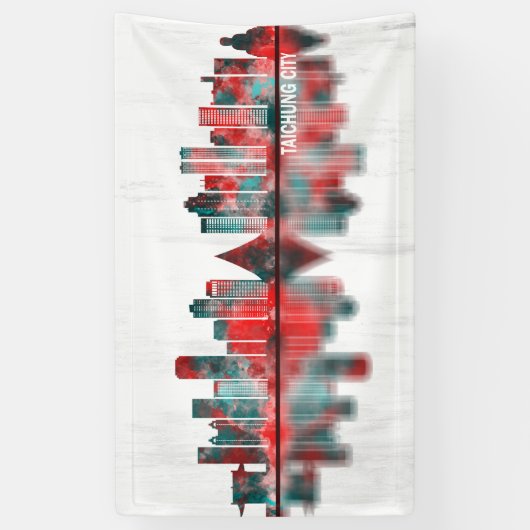 Taichung City Taiwan Skyline Spandoek (Verticaal)