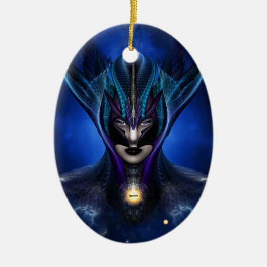 Taidushan Sai Shadow Blue Ceramic Oval Ornament (Voorkant)