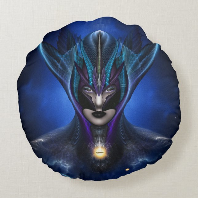 Taidushan Sai Shadow Blue Round Sierkussen Rond Kussen (Achterkant)