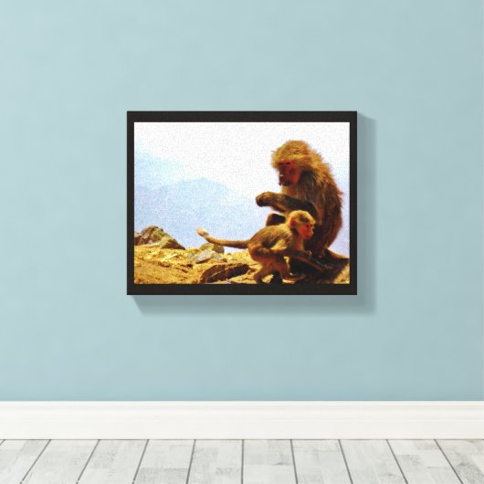 Taif Baboons Canvas Afdruk (Insitu (Houten vloer))