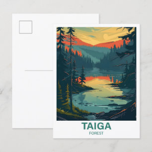 Taiga Forest Illustratie Reizen Briefkaart