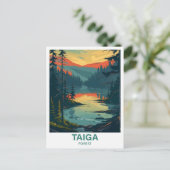 Taiga Forest Illustratie Reizen Briefkaart (Staand voorkant)