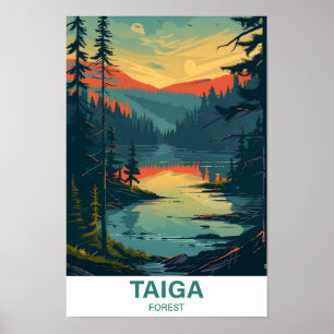Taiga Forest Illustratie Reizen Poster