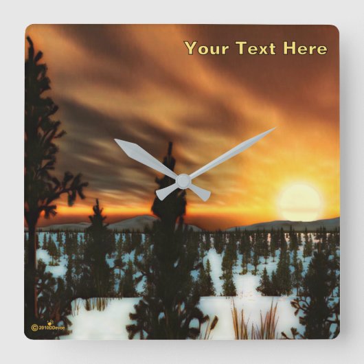 Taiga Sun Vierkante Klok (Voorkant)