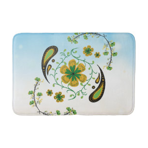 Taiji Bloem – Groene & Gele Botanische Kunst Badmat