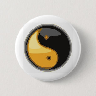 Taijitu_geel Ronde Button 5,7 Cm