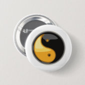 Taijitu_geel Ronde Button 5,7 Cm (Voorkant /achterkant)