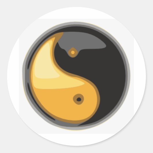 Taijitu_geel Ronde Sticker (Voorkant)