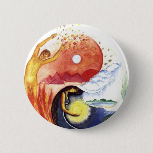 Taijitu illustreert de polariteit ronde button 5,7 cm (Voorkant)