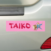 Taiko Drum Cartoon Dog Taiko Drummer Bumpersticker (Op auto)
