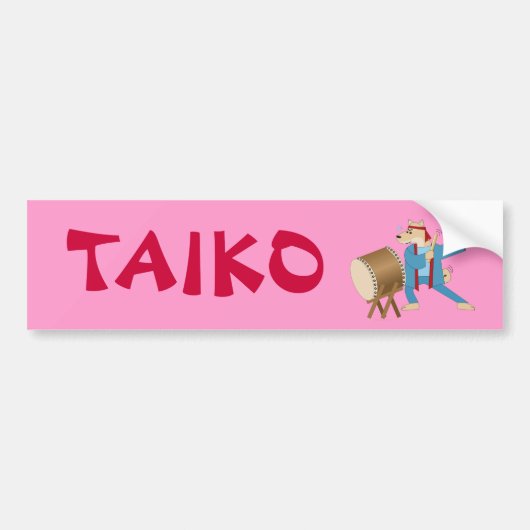 Taiko Drum Cartoon Dog Taiko Drummer Bumpersticker (Voorkant)