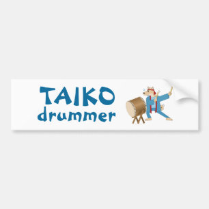 Taiko Drum Cartoon Dog Taiko Drummer Bumpersticker