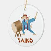 Taiko Drum Cartoon Dog Taiko Drummer Keramisch Ornament (Links)