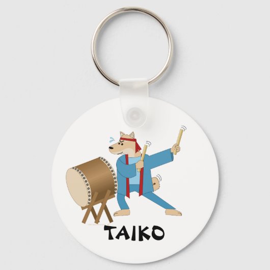 Taiko Drum Cartoon Dog Taiko Drummer Sleutelhanger (Voorkant)