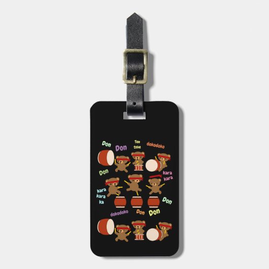 Taiko Drum Gifts ID Label Kawaii Beren Taiko afspe Bagagelabel (Voorkant verticaal)