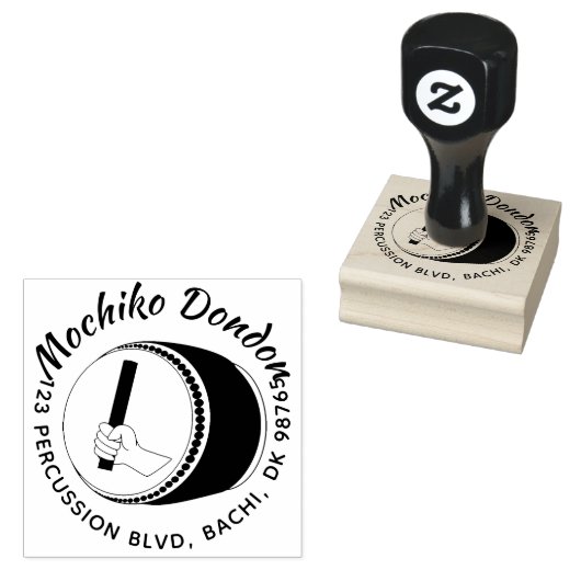 Taiko Drum Gifts Retouradres Stempel voor Drummers (Gestempeld)