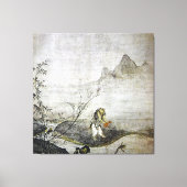 Taikō Josetsu / Een meerval vangen met een kalebas Canvas Afdruk (Voorkant)