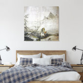 Taikō Josetsu / Een meerval vangen met een kalebas Canvas Afdruk (Insitu (Slaapkamer))